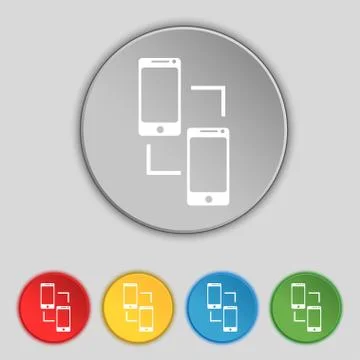 Synchronization sign icon. smartphones  sync symbol. Data exchange. Set colur Stock Illustration