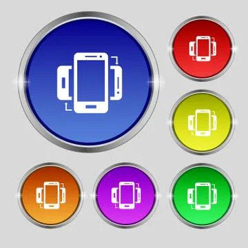 Synchronization sign icon. smartphones  sync symbol. Data exchange. Set colur 스톡 일러스트