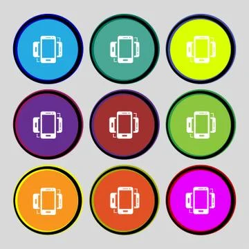 Synchronization sign icon. smartphones  sync symbol. Data exchange. Set colur Stock Illustration