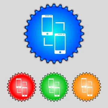 Synchronization sign icon. smartphones  sync symbol. Data exchange. Set colur Illustrazione stock