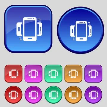 Synchronization sign icon. smartphones  sync symbol. Data exchange. Set colur Stock Illustration