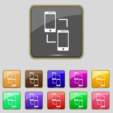 Synchronization sign icon. smartphones  sync symbol. Data exchange. Set colur Stock Illustration