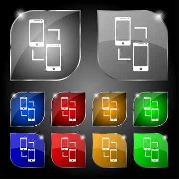 Synchronization sign icon. smartphones  sync symbol. Data exchange. Set colur Stock Illustration