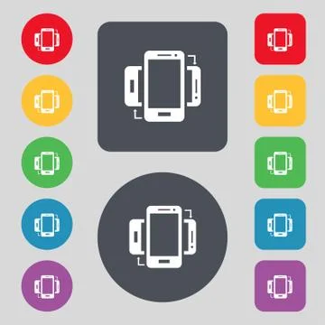 Synchronization sign icon. smartphones  sync symbol. Data exchange. Set colur 스톡 일러스트