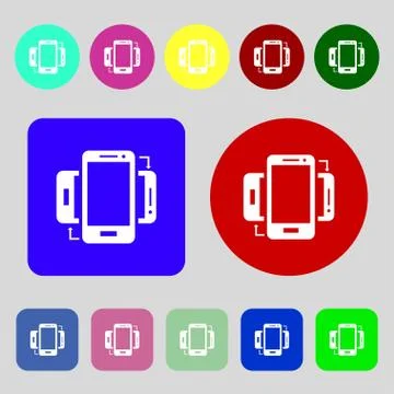 Synchronization sign icon. smartphones sync symbol. Data exchange.12 colored  스톡 일러스트
