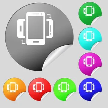 Synchronization sign icon. smartphones sync symbol. Data exchange. Set of eig 스톡 일러스트