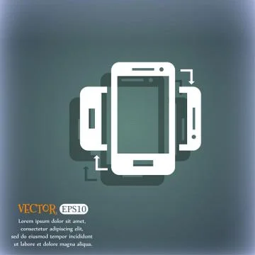 Synchronization sign icon. smartphones sync symbol. Data exchange. On the blu 스톡 일러스트
