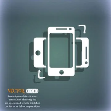 Synchronization sign icon. smartphones sync symbol. Data exchange. On the blu Stock Illustration