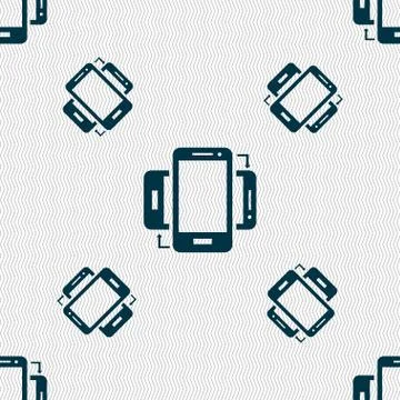 Synchronization sign icon. smartphones sync symbol. Data exchange. Seamless p Stock Illustration