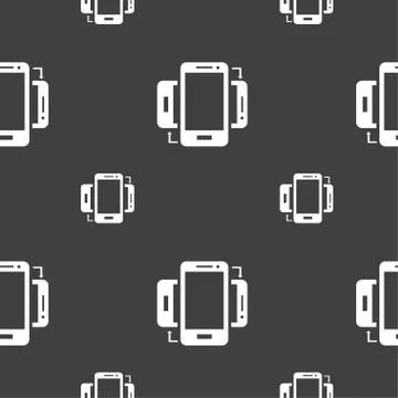 Synchronization sign icon. smartphones sync symbol. Data exchange. Seamless p Illustrazione stock