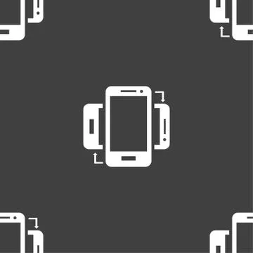 Synchronization sign icon. smartphones sync symbol. Data exchange. Seamless p Illustrazione stock