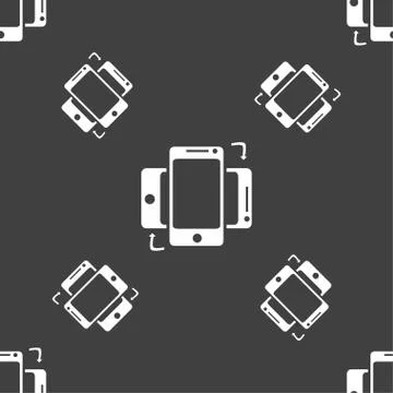 Synchronization sign icon. smartphones sync symbol. Data exchange. Seamless p Stock Illustration