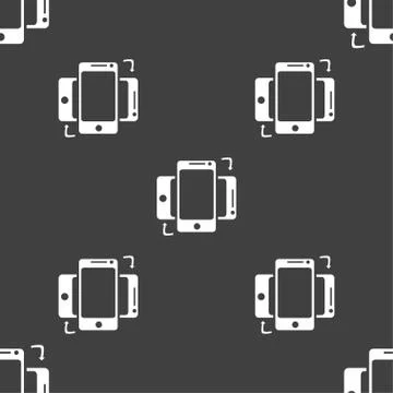 Synchronization sign icon. smartphones sync symbol. Data exchange. Seamless p Stock Illustration