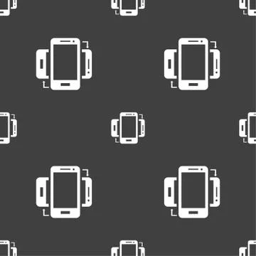 Synchronization sign icon. smartphones sync symbol. Data exchange. Seamless p Illustrazione stock