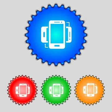 Synchronization sign icon. smartphones sync symbol. Data exchange. Set colur but 스톡 일러스트