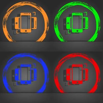 Synchronization sign icon. smartphones sync symbol. Data exchange. Fashionable m Stock Illustration