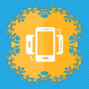 Synchronization sign icon. smartphones sync symbol. Data exchange. Floral flat d Illustrazione stock