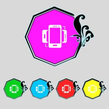 Synchronization sign icon. smartphones sync symbol. Data exchange. Set colur but Stock Illustration
