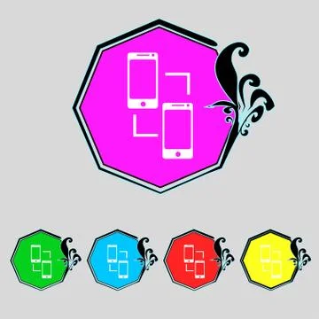 Synchronization sign icon. smartphones sync symbol. Data exchange. Set colur but Illustrazione stock