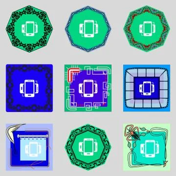 Synchronization sign icon. smartphones sync symbol. Data exchange. Set colur but Stock Illustration