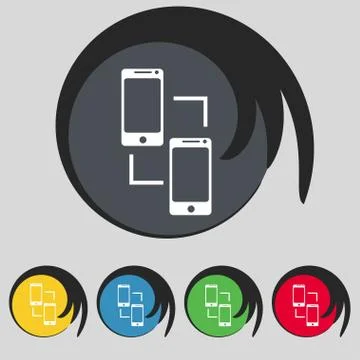 Synchronization sign icon. smartphones sync symbol. Data exchange. Set colur but Stock Illustration