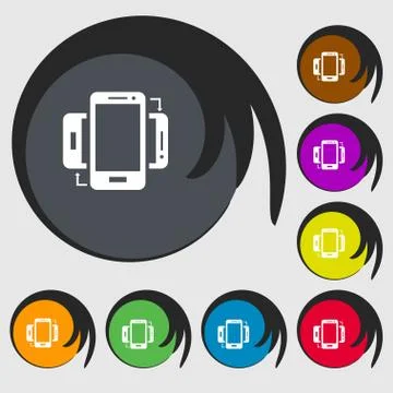 Synchronization sign icon. smartphones sync symbol. Data exchange. Symbols on ei Illustrazione stock