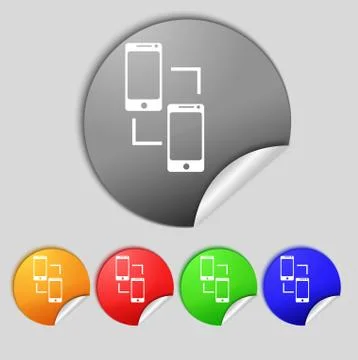 Synchronization sign icon. smartphones sync symbol. Data exchange. Set colur but Illustrazione stock