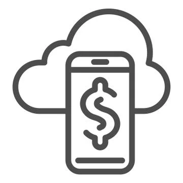 Synchronization with smartphone line icon. Cloud and phone vector illustration Stock Illustration