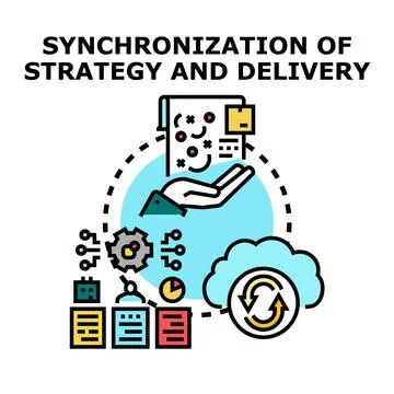 Synchronization of strategy and delivery for business development Stockillustratie