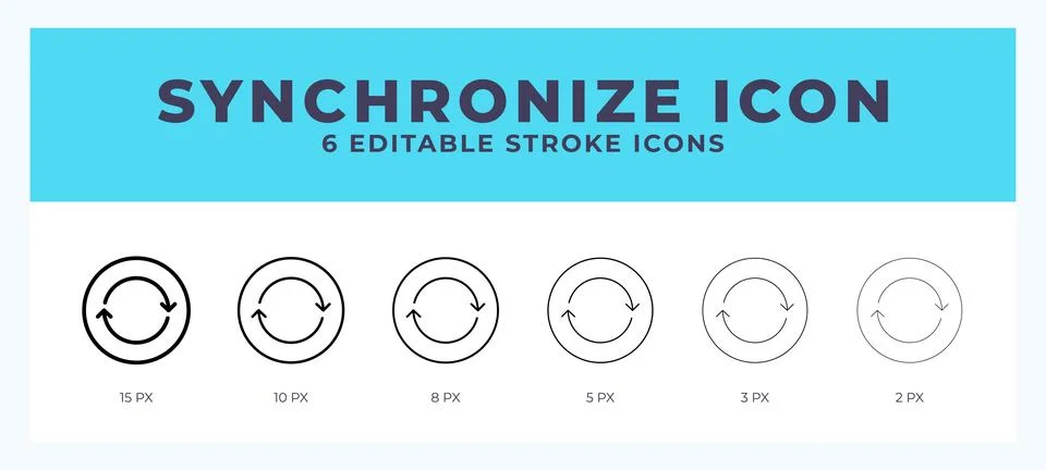 Synchronize icon set with different stroke. Vector illustration with editab.. 스톡 일러스트