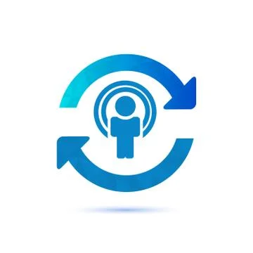 Synchronize user icon, update icon with man in the center Stock Illustration