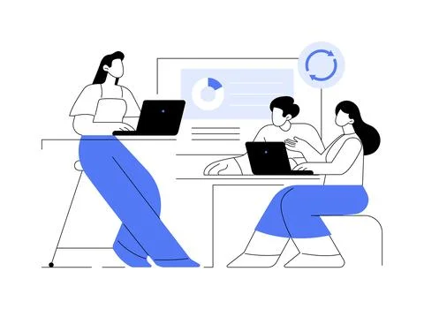 Synchronized access isolated cartoon vector illustrations. Ilustración de archivo