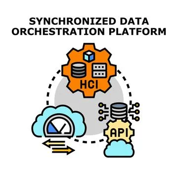 Synchronized data orchestration platform concept vector illustration Stockillustratie