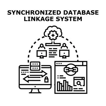 Synchronized database linkage system interconnecting information 스톡 일러스트