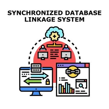 Synchronized database linkage system interconnecting information 스톡 일러스트