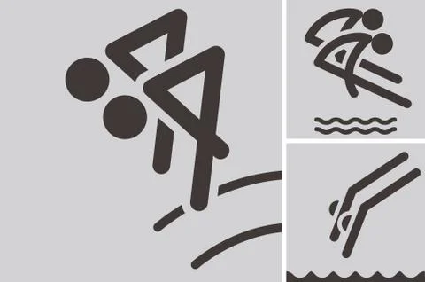 Synchronized diving icons Stock Illustration
