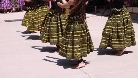 Synchronized hula dance steps lifts and dips Stock Footage 246328445