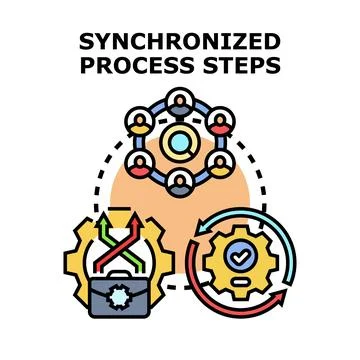 Synchronized process steps collaborative business concept Stock Illustration