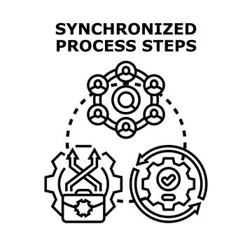 Synchronized process steps collaborative business concept Stock Illustration