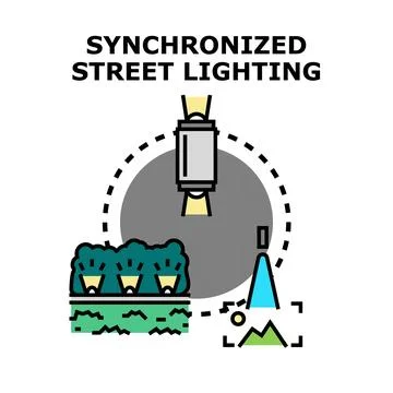 Synchronized street lighting system vector illustration Stock Illustration
