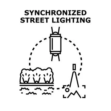 Synchronized street lighting system vector illustration Stock Illustration