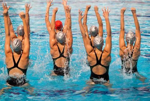 Synchronized swimmers Stock Photos