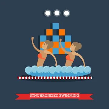 Synchronized swimming concept vector illustration in flat style Stock Illustration
