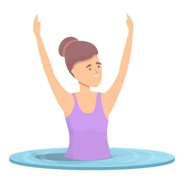 Synchronized swimming exercise icon cartoon . Water team Stock Illustration