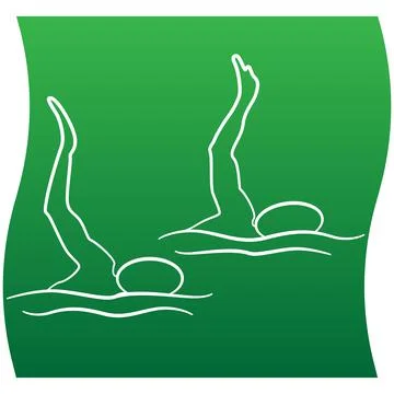 Synchronized swimming icon of a set. Green gradient line silhouette Ilustración de archivo