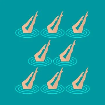 Synchronized swimming performance Stock Illustration