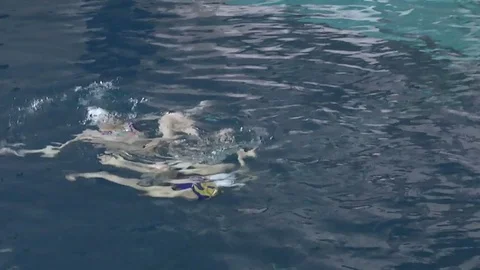 Synchronized swimming, team training. Stock Footage 72422052