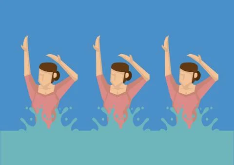 Synchronized Swimming Vector Illustration Stock Illustration