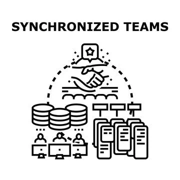 Synchronized teams working collaborating efficiently together in business Stock Illustration