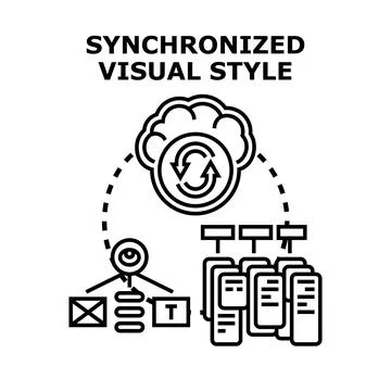 Synchronized visual style across digital platforms and devices Stock Illustration